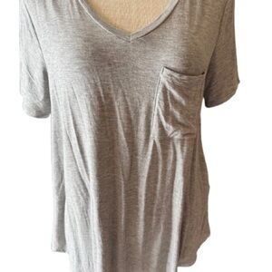 Classic Gray V-Neck Tee with Pocket
